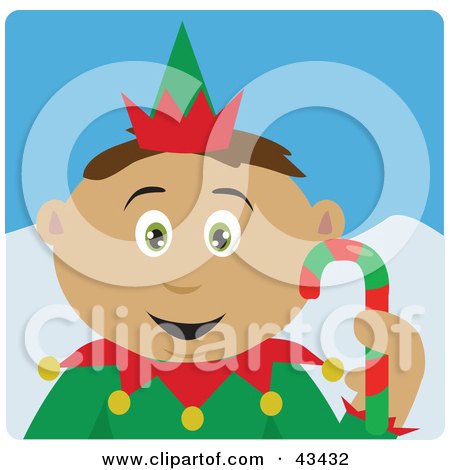 Clipart Illustration of a Latin American Boy Dressed As A Christmas Elf by Dennis Holmes Designs