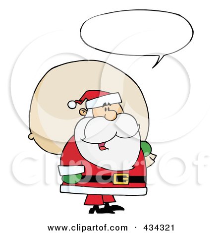 Royalty-Free (RF) Clipart Illustration of Santa With A Word Balloon - 1 by Hit Toon