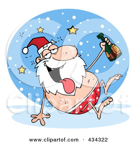 Royalty-Free (RF) Clipart Illustration of a Drunk Santa - 3 by Hit Toon