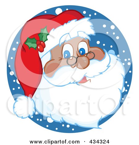 Royalty-Free (RF) Clipart Illustration of a Black Santa Face With Snow by Hit Toon