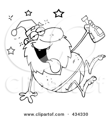 Royalty-Free (RF) Clipart Illustration of a Drunk Santa - 1 by Hit Toon