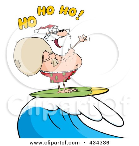 Royalty-Free (RF) Clipart Illustration of Santa Surfing - 5 by Hit Toon