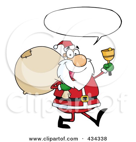 Royalty-Free (RF) Clipart Illustration of Santa Ringing A Bell With A Word Balloon by Hit Toon