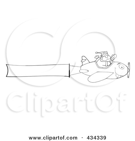 Royalty-Free (RF) Clipart Illustration of a Santa Flying A Plane Banner - 1 by Hit Toon