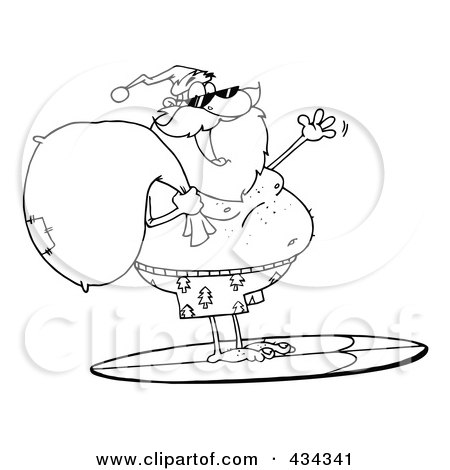 Royalty-Free (RF) Clipart Illustration of Santa Surfing - 1 by Hit Toon