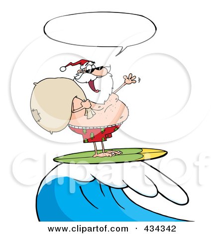 Royalty-Free (RF) Clipart Illustration of Santa Surfing - 6 by Hit Toon