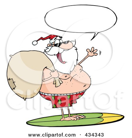 Royalty-Free (RF) Clipart Illustration of Santa Surfing - 3 by Hit Toon
