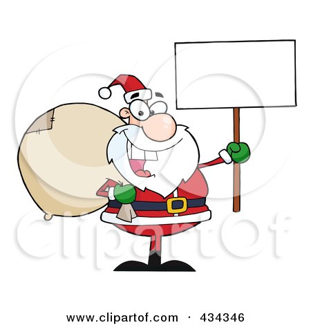 Royalty-Free (RF) Clipart Illustration of a Santa Holding A Blank Sign - 2 by Hit Toon