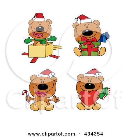 Royalty-Free (RF) Clipart Illustration of a Digital Collage Of Christmas Bears by Hit Toon