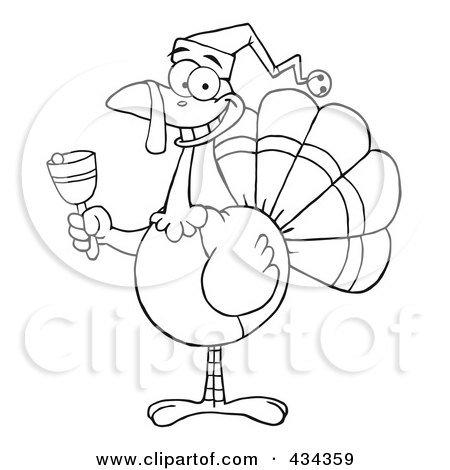 Royalty-Free (RF) Clipart Illustration of a Christmas Turkey Ringing A Bell - 1 by Hit Toon