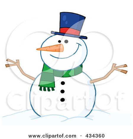 Royalty-Free (RF) Clipart Illustration of a Happy Snowman - 2 by Hit Toon