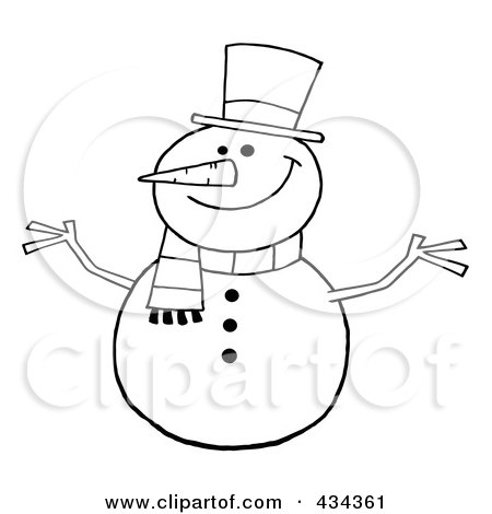 Royalty-Free (RF) Clipart Illustration of a Happy Snowman - 1 by Hit Toon