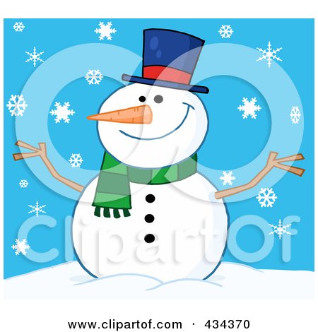 Royalty-Free (RF) Clipart Illustration of a Happy Snowman - 3 by Hit Toon