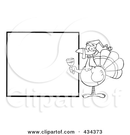 Royalty-Free (RF) Clipart Illustration of a Christmas Turkey With A Blank Sign - 2 by Hit Toon