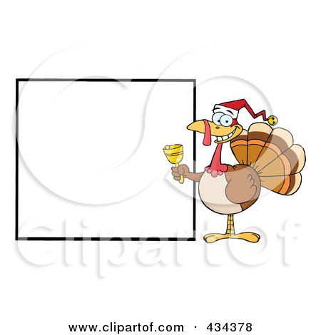 Royalty-Free (RF) Clipart Illustration of a Christmas Turkey With A Blank Sign - 1 by Hit Toon