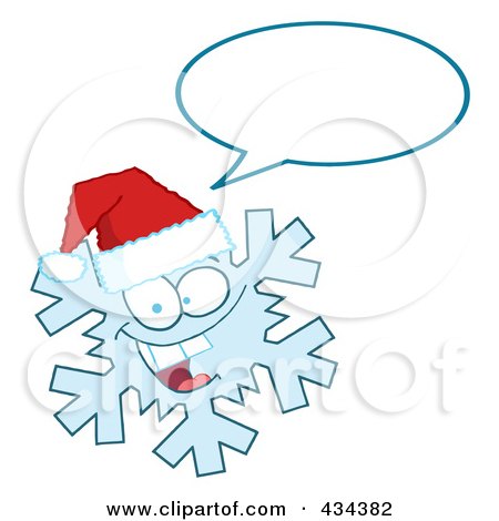 Royalty-Free (RF) Clipart Illustration of a Snowflake Character Wearing A Santa Hat - 2 by Hit Toon