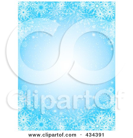 Royalty-Free (RF) Clipart Illustration of a Blue Snowflake Background With A Glowing Center by KJ Pargeter