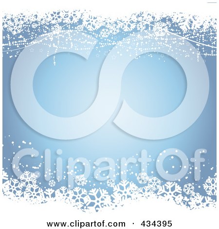 Royalty-Free (RF) Clipart Illustration of a Blue Snowflake Background With Grunge Edges by KJ Pargeter