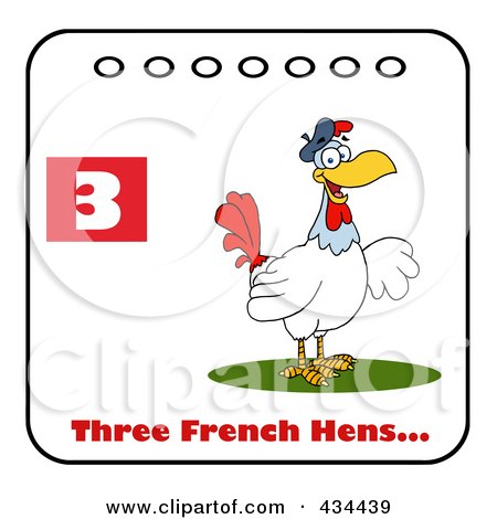 Royalty-Free (RF) Clipart Illustration of a French Hen With Text And Number Three by Hit Toon