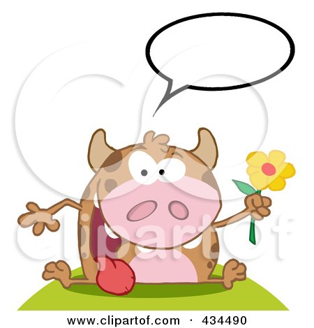 Royalty-Free (RF) Clipart Illustration of a Cow Holding A Flower - 3 by Hit Toon