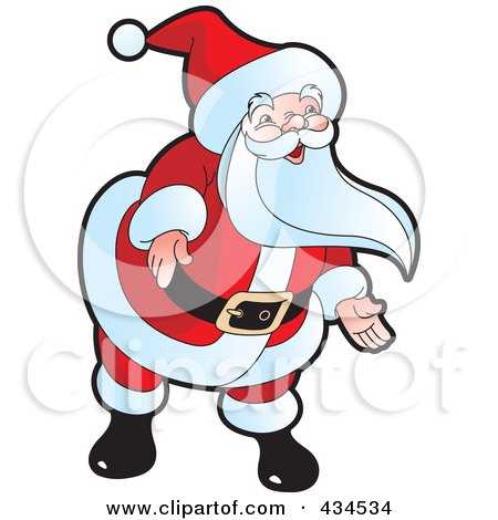 Royalty-Free (RF) Clipart Illustration of Santa Bending And Gesturing by Lal Perera