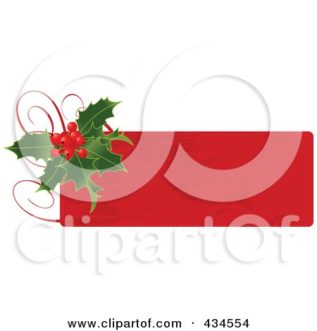 Royalty-Free (RF) Clipart Illustration of a Red Christmas Holly Label by Pushkin