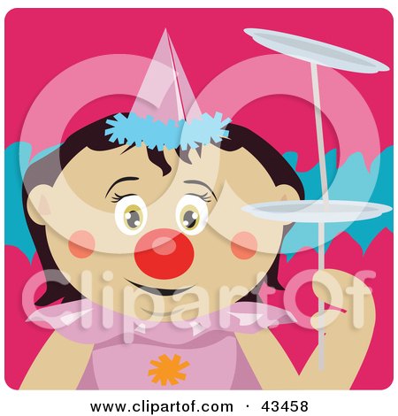 Clipart Illustration of a Mexican Girl Clown Doing A Balancing Act by Dennis Holmes Designs