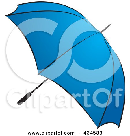 Royalty-Free (RF) Clipart Illustration of a Blue Umbrella by Lal Perera
