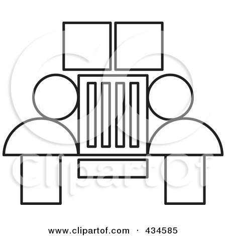 Royalty-Free (RF) Clipart Illustration of an Outlined Jeep by Lal Perera