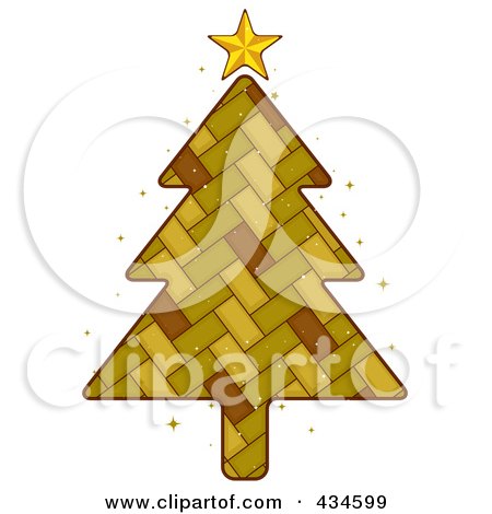 Royalty-Free (RF) Clipart Illustration of a Wicker Christmas Tree by BNP Design Studio