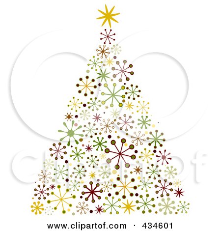 Royalty-Free (RF) Clipart Illustration of a Colorful Snowflake Christmas Tree  by BNP Design Studio