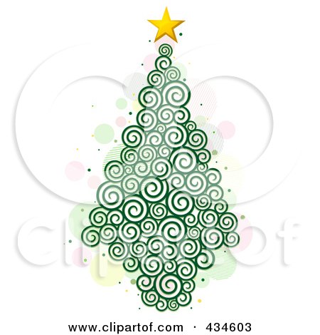 Royalty-Free (RF) Clipart Illustration of a Christmas Tree Of Green Swirls by BNP Design Studio