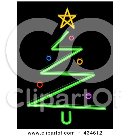 Royalty-Free (RF) Clipart Illustration of a Neon Light Christmas Tree by BNP Design Studio