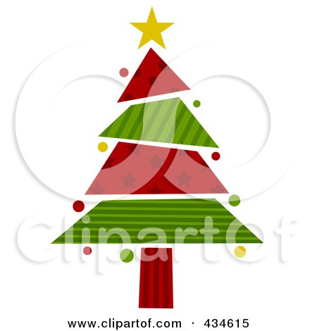 Royalty-Free (RF) Clipart Illustration of a Red And Green Wrapping Paper Christmas Tree by BNP Design Studio