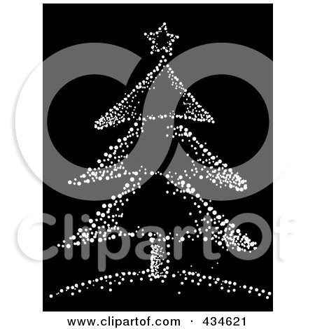 Royalty-Free (RF) Clipart Illustration of a Snow Christmas Tree On Black by BNP Design Studio