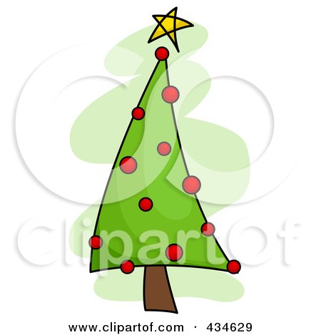 Royalty-Free (RF) Clipart Illustration of a Red Baubled Christmas Tree by BNP Design Studio