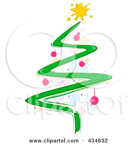 Royalty-Free (RF) Clipart Illustration of a Painted Stroke Christmas Tree by BNP Design Studio