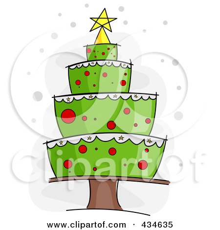 Royalty-Free (RF) Clipart Illustration of a Plump Cake Christmas Tree by BNP Design Studio