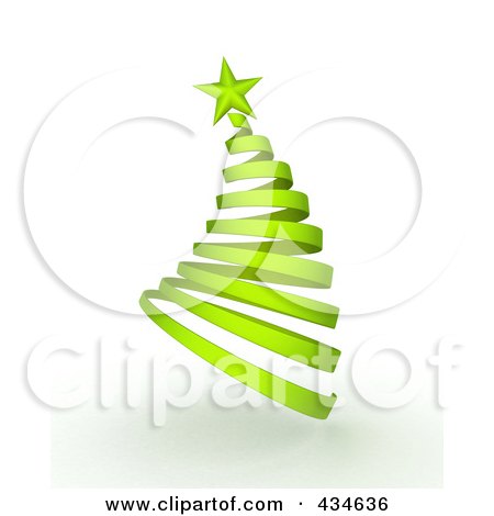 Royalty-Free (RF) Clipart Illustration of a 3d Green Ribbon Spiral Christmas Tree  by BNP Design Studio