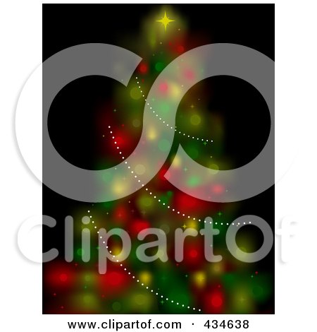 Royalty-Free (RF) Clipart Illustration of a Blurry Christmas Tree Through A Window, On Black by BNP Design Studio