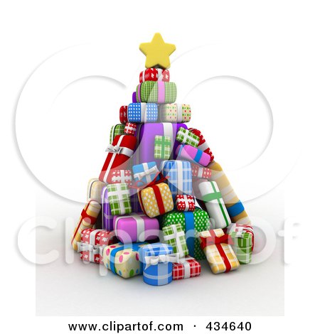 Royalty-Free (RF) Clipart Illustration of a 3d Christmas Tree Of Gifts by BNP Design Studio