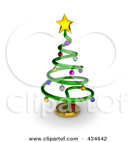 Royalty-Free (RF) Clipart Illustration of a 3d Metallic Spiral Christmas Tree by BNP Design Studio
