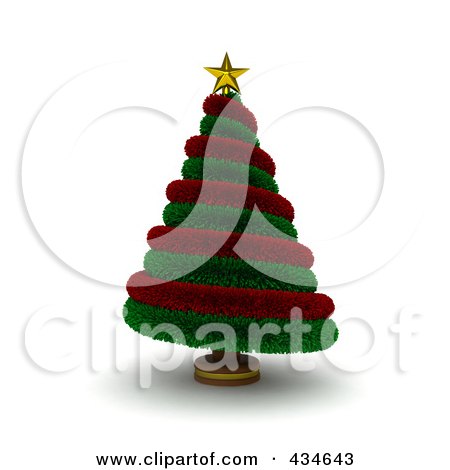 Royalty-Free (RF) Clipart Illustration of a 3d Red And Green Garland Christmas Tree by BNP Design Studio