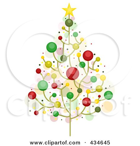Royalty-Free (RF) Clipart Illustration of a Christmas Tree Of Colorful Circles by BNP Design Studio