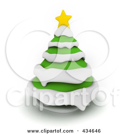 Royalty-Free (RF) Clipart Illustration of a 3d Christmas Tree With Snow by BNP Design Studio