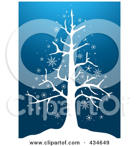 Royalty-Free (RF) Clipart Illustration of a Bare Tree In The Snow On Blue by BNP Design Studio