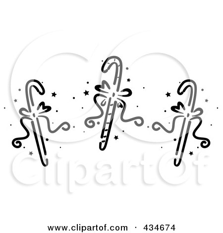 Royalty-Free (RF) Clipart Illustration of a Digital Collage Of Black And White Stenciled Candy Canes by BNP Design Studio