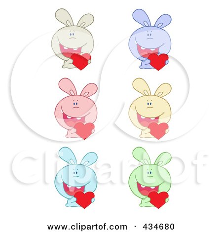 Royalty-Free (RF) Clipart Illustration of a Digital Collage Of A Digital Collage Of Colorful Bunnies by Hit Toon