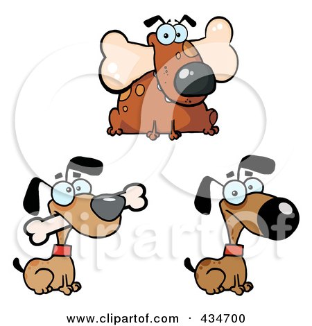 Royalty-Free (RF) Clipart Illustration of a Digital Collage Of Three Dogs by Hit Toon