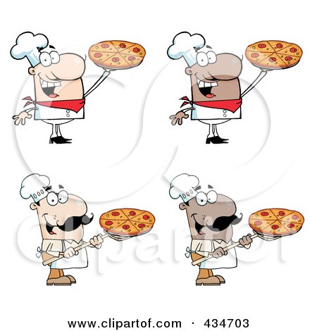 Royalty-Free (RF) Clipart Illustration of a Digital Collage Of Pizza Chefs by Hit Toon